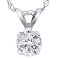 14K White Gold Solitaire Diamond Pendant with 18" Chain A977