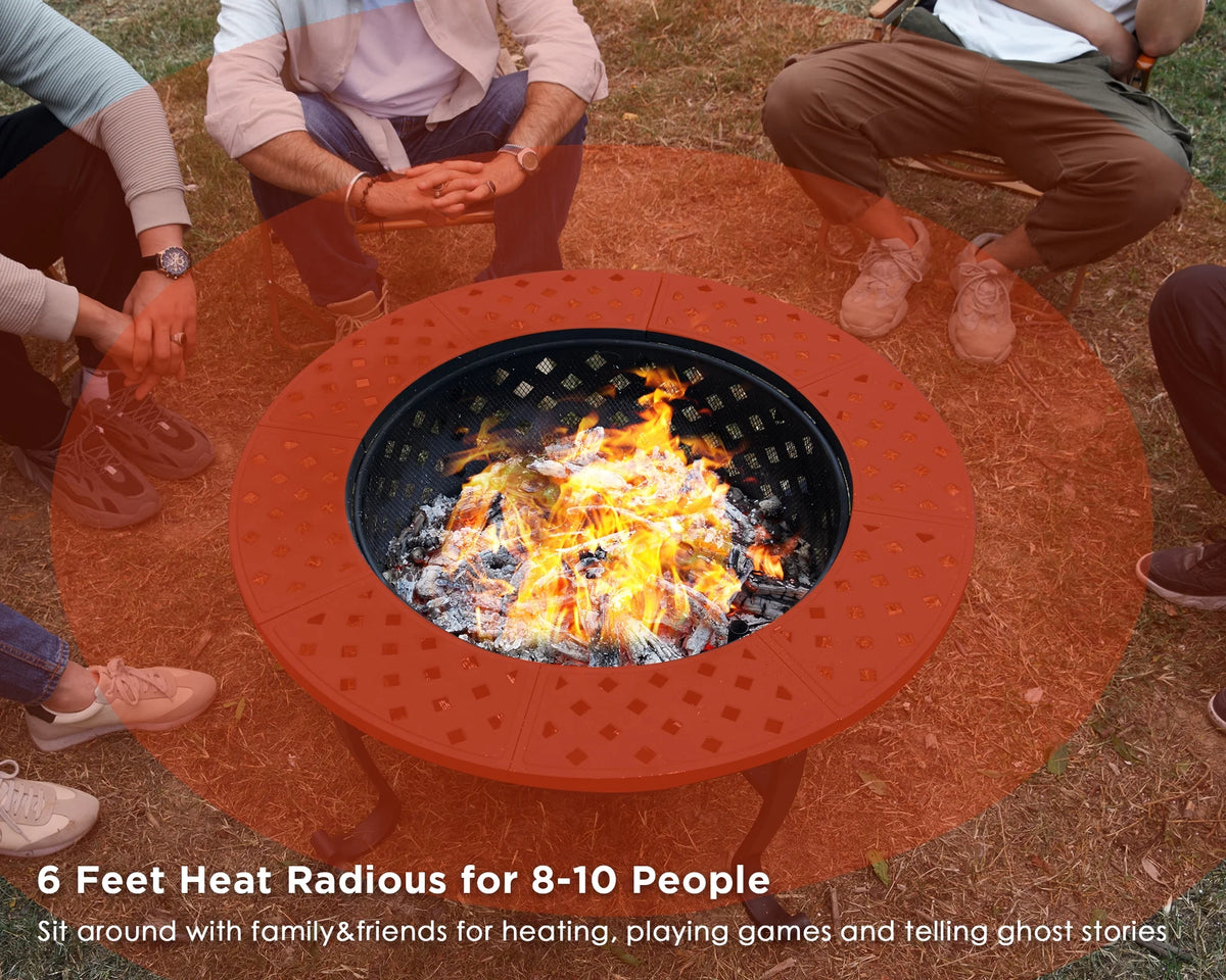 42-inch Metal Fire Pit with 2 Grills and Lid H987075