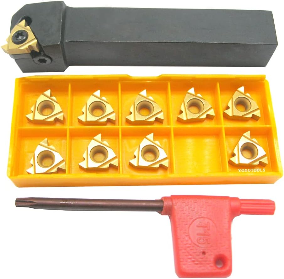 10PCS 16ER AG60 Indexable Carbide Threading Insert Blade with External Threading Turning Tool Holder A809