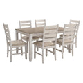 7 Piece Dining Set in White and Light Brown V57099