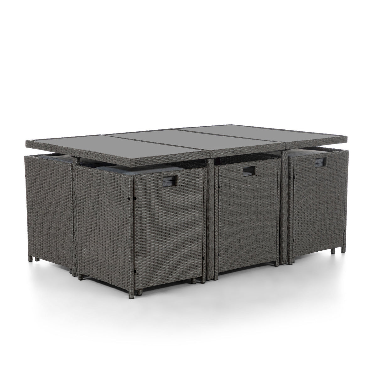 Compact Wicker & Glass 11-Piece Outdoor Dining Set K265357