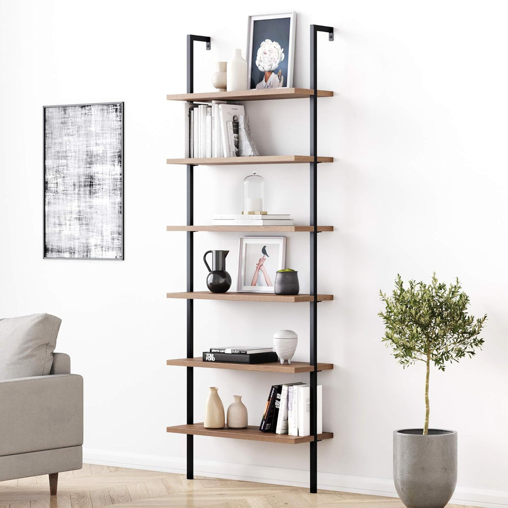 White 5-Shelf Bookcase with Metal Frame M232330