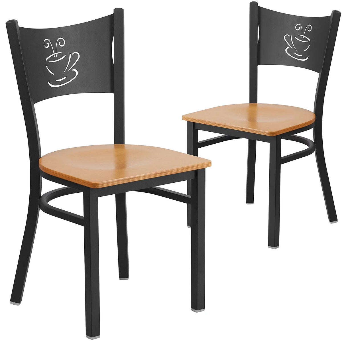 Black Metal Restaurant Chair with Natural Wood Seat C951