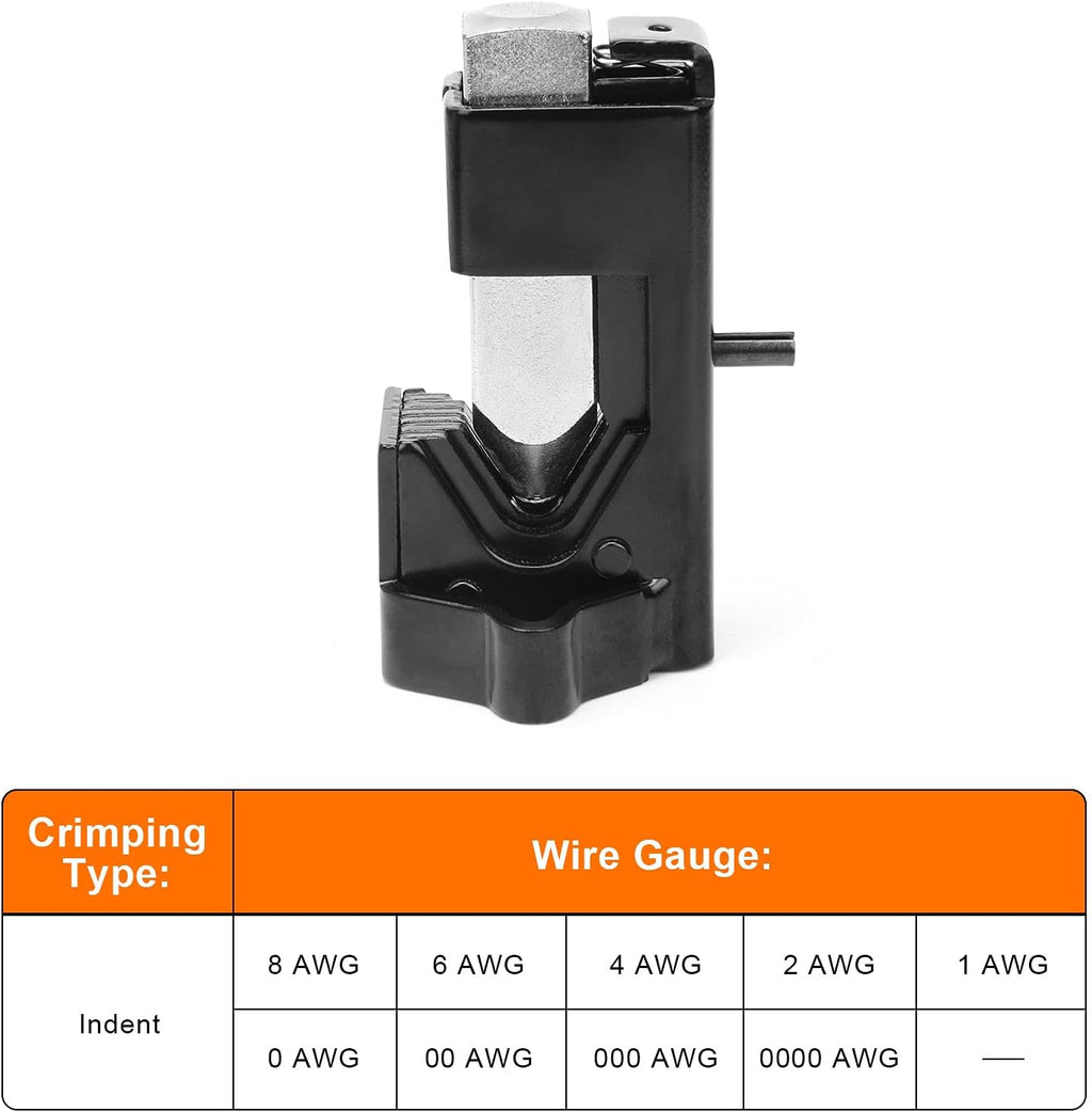 Hammer Crimping Tool for 8 to 4/0 AWG with 4Pcs Terminal Connector and 4Pcs Heat Shrink Tube O263