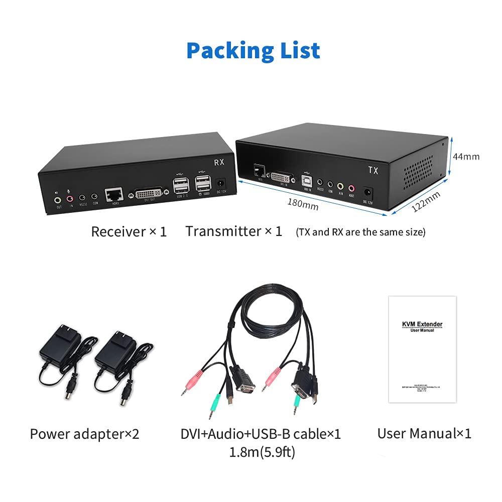 KVM Extender over Single CAT5E/CAT6 Ethernet Cable, 1080P, 1920×1200@60Hz K998060