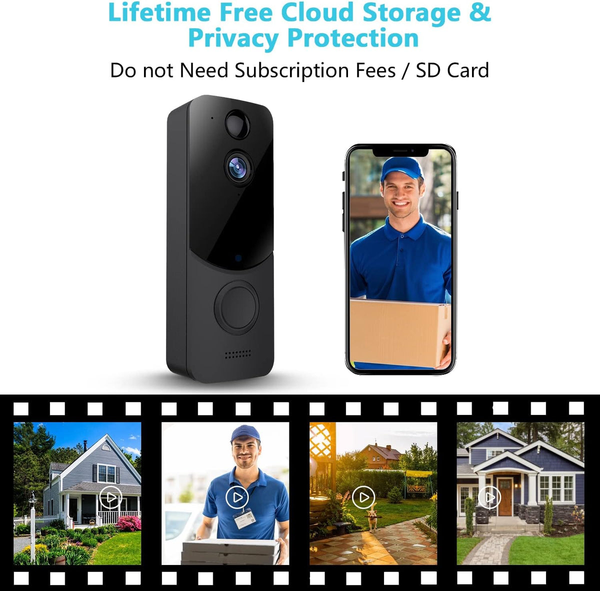 Wireless WiFi Video Doorbell Camera with 2-Way Audio, Night Vision, IP65 Waterproof L562