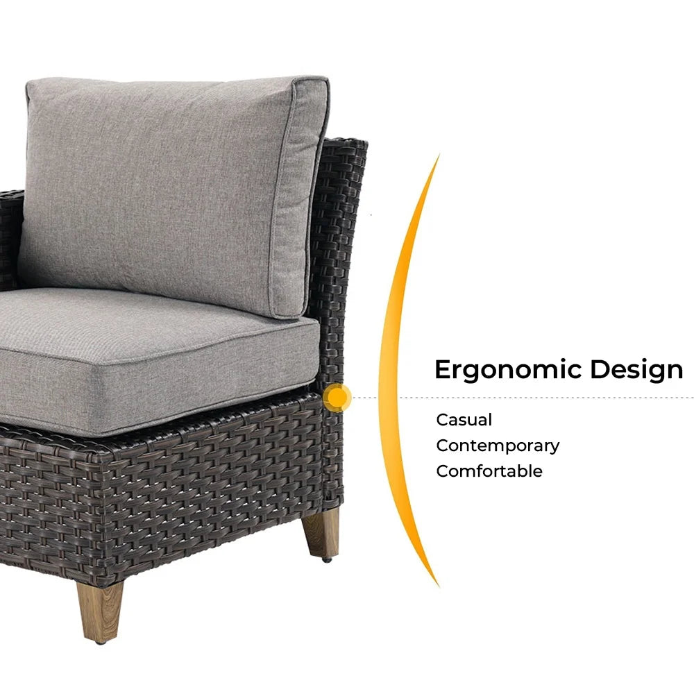 Gray Wicker Right Arm Sofa D7061