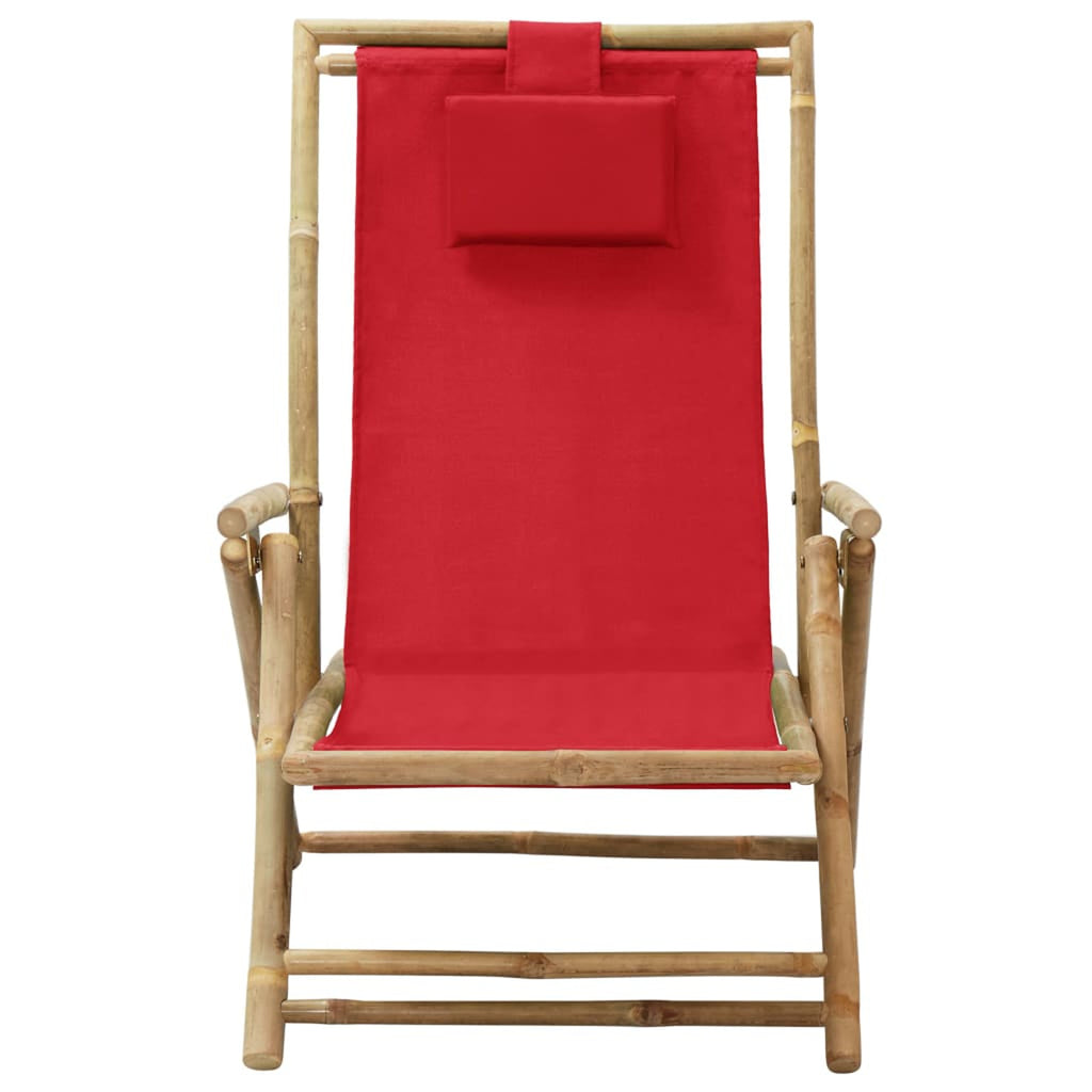 Red Bamboo and Fabric Reclining Chair F630