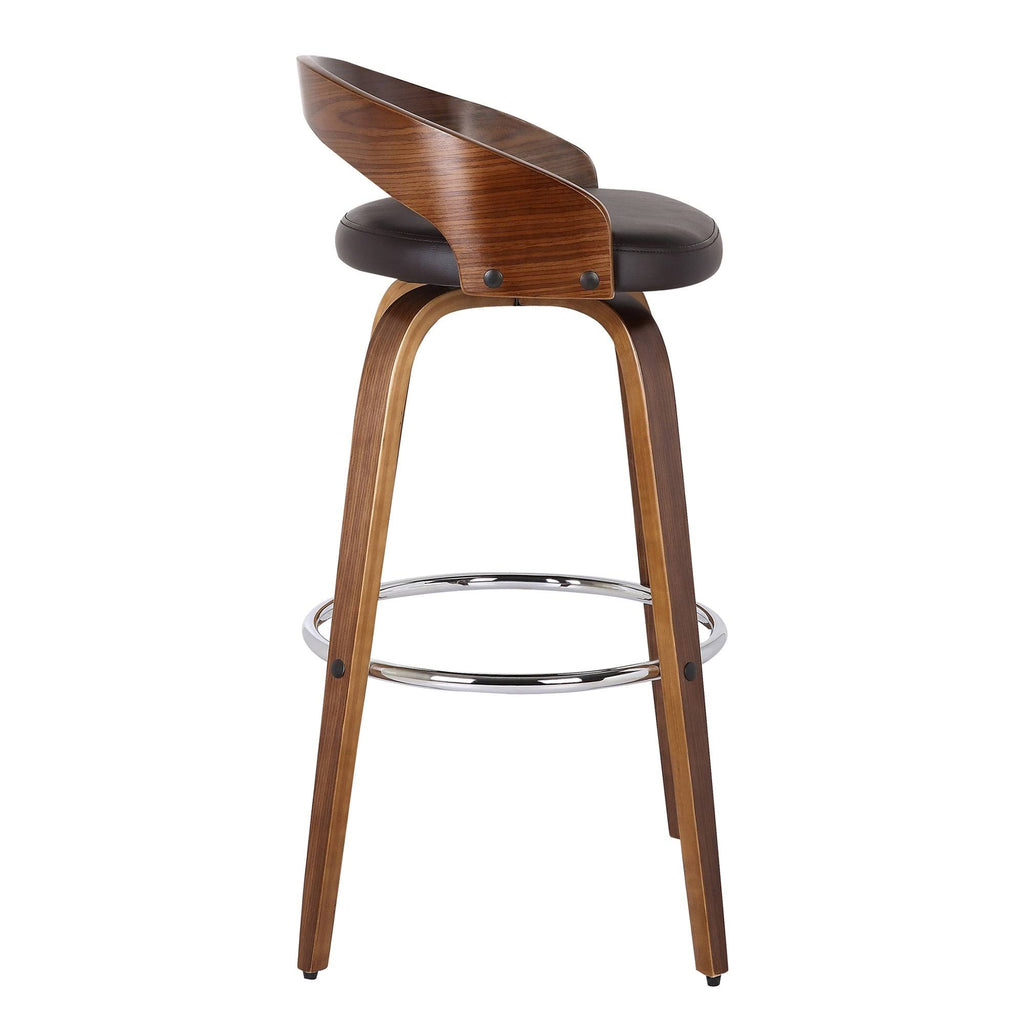 Walnut Upholstered Wood Bar Stool - Brown - Counter Height J982996