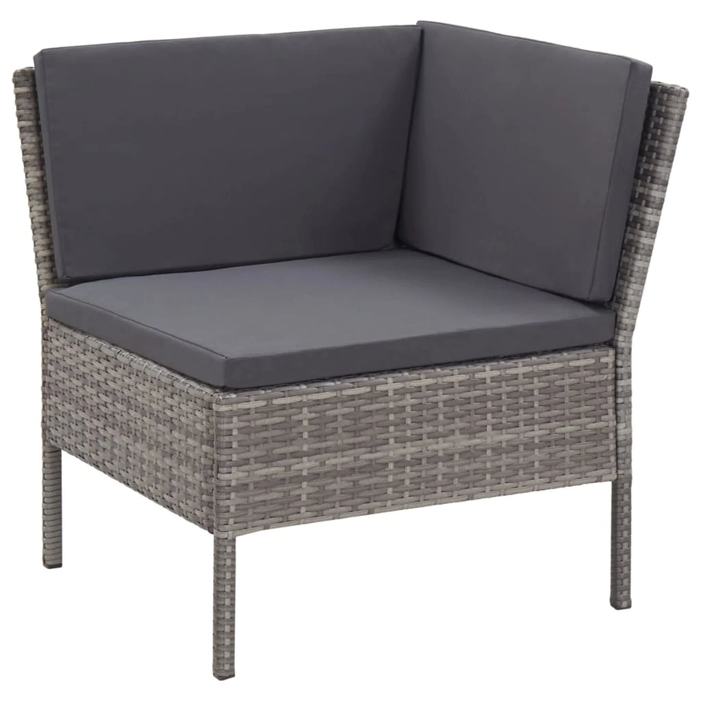 6 Piece Outdoor Conversation Set Gray Poly Rattan Patio Sectional Set T1746