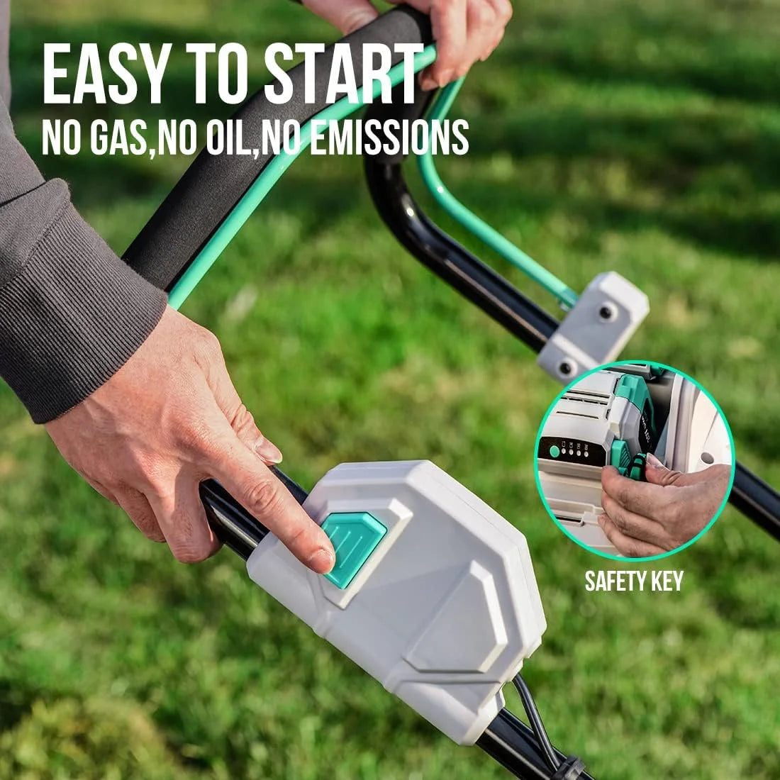 17" Cordless Lawn Mower with Brushless Motor, 2*4.0Ah Battery & Charger D329
