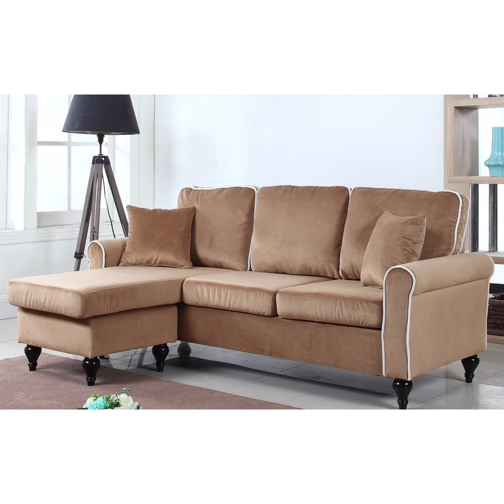 Velvet Sectional Sofa with Reversible Chaise O39421