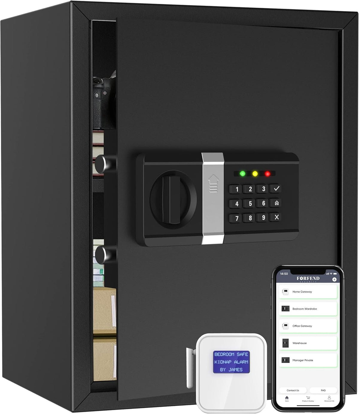 Smart Safe Box with App Remote Control, WiFi Gateway, Kidnap Alarm, Tamper Detection, Wall Mounted Home Safe Z93076