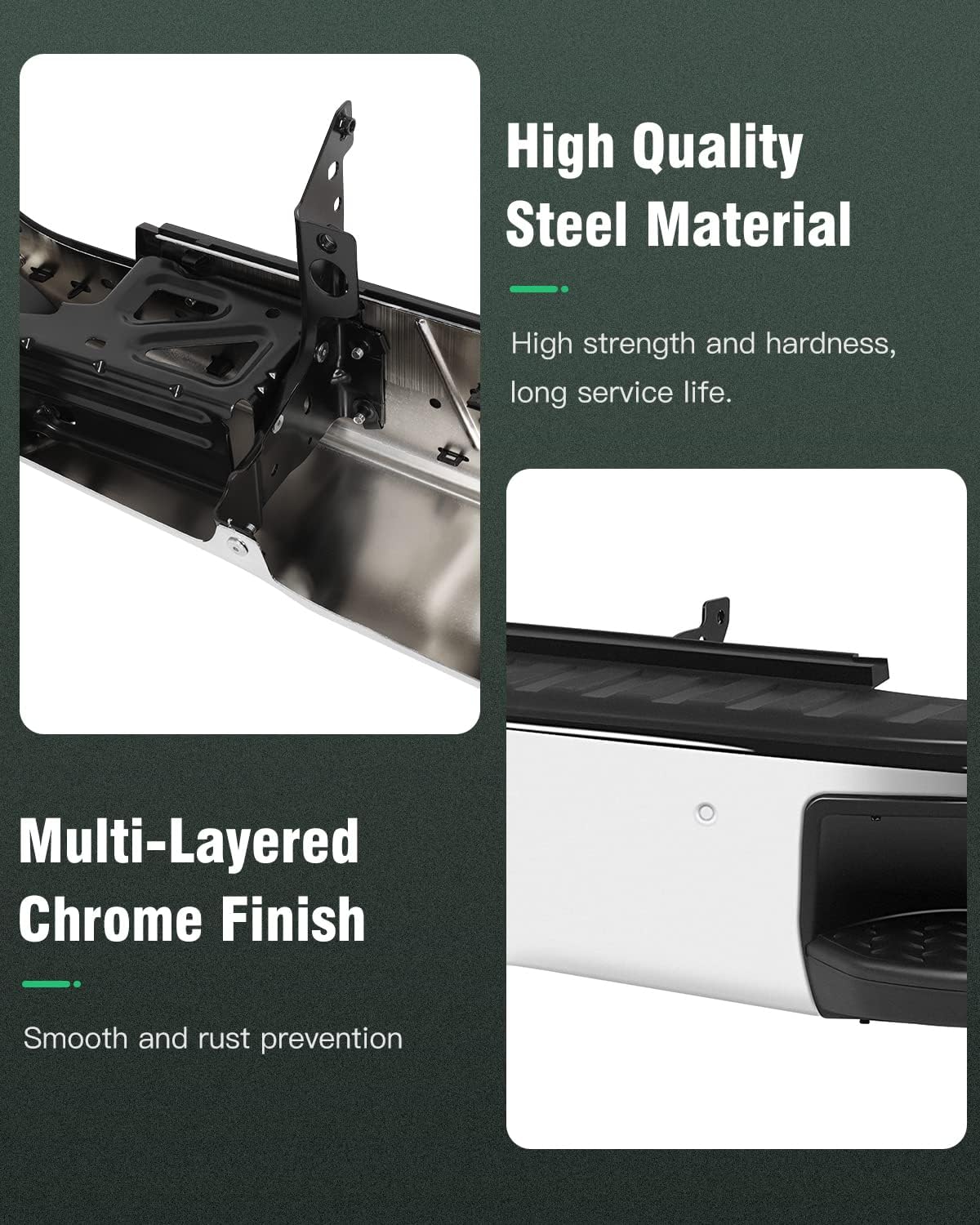 Rear Bumper Heavy Duty Steel Chrome P42903