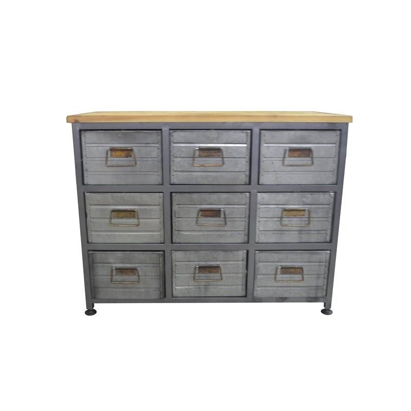 Gray and Brown Accent Cabinet with Solid Wood Top G659768
