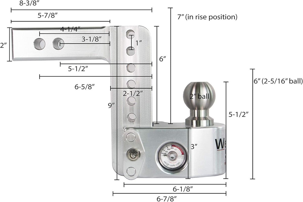 Aluminum Adjustable 6" Drop Stainless Steel Balls for 2" Receiver R7278