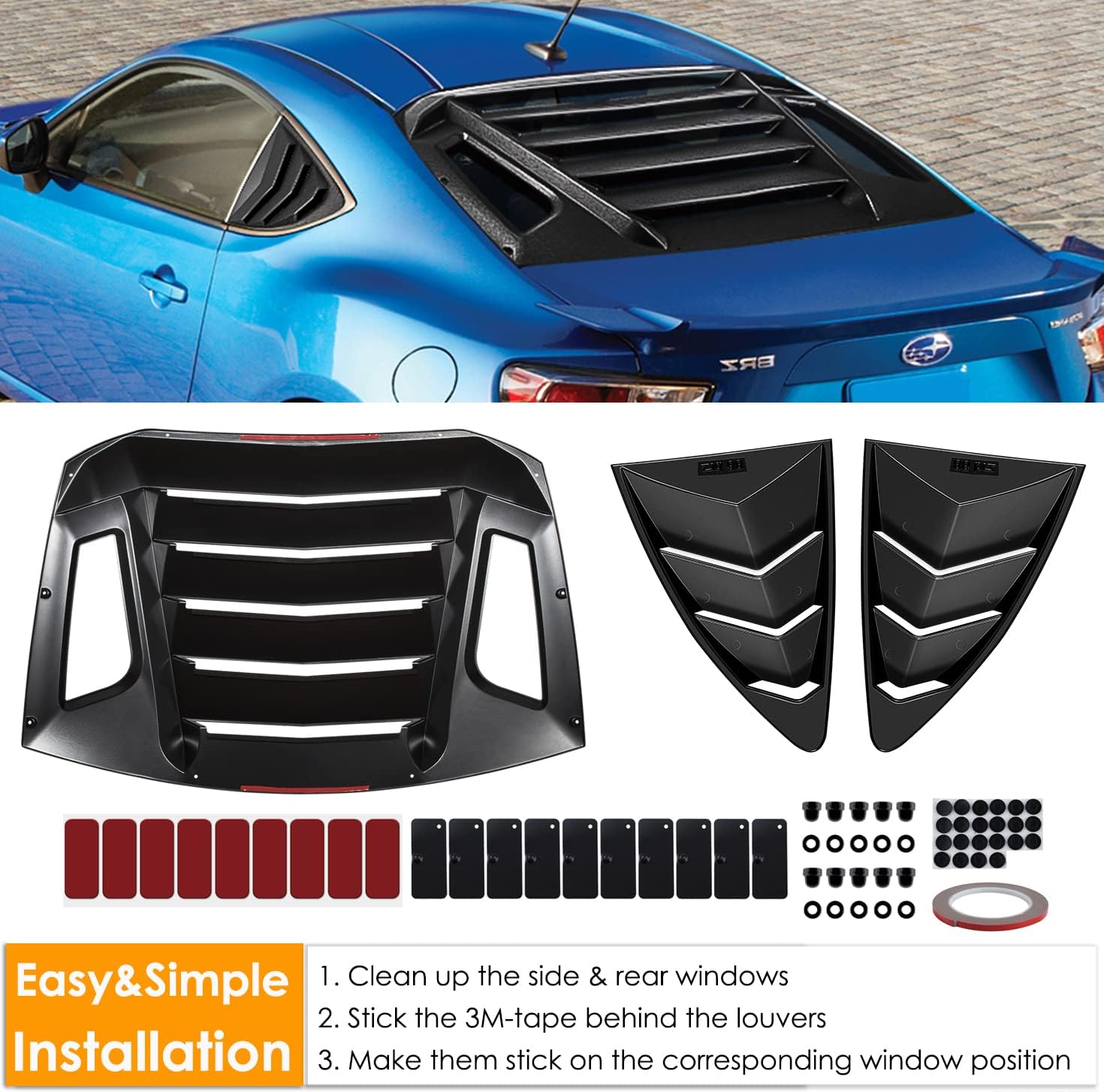 Side & Rear Window Louver ABS Matte Black J5294