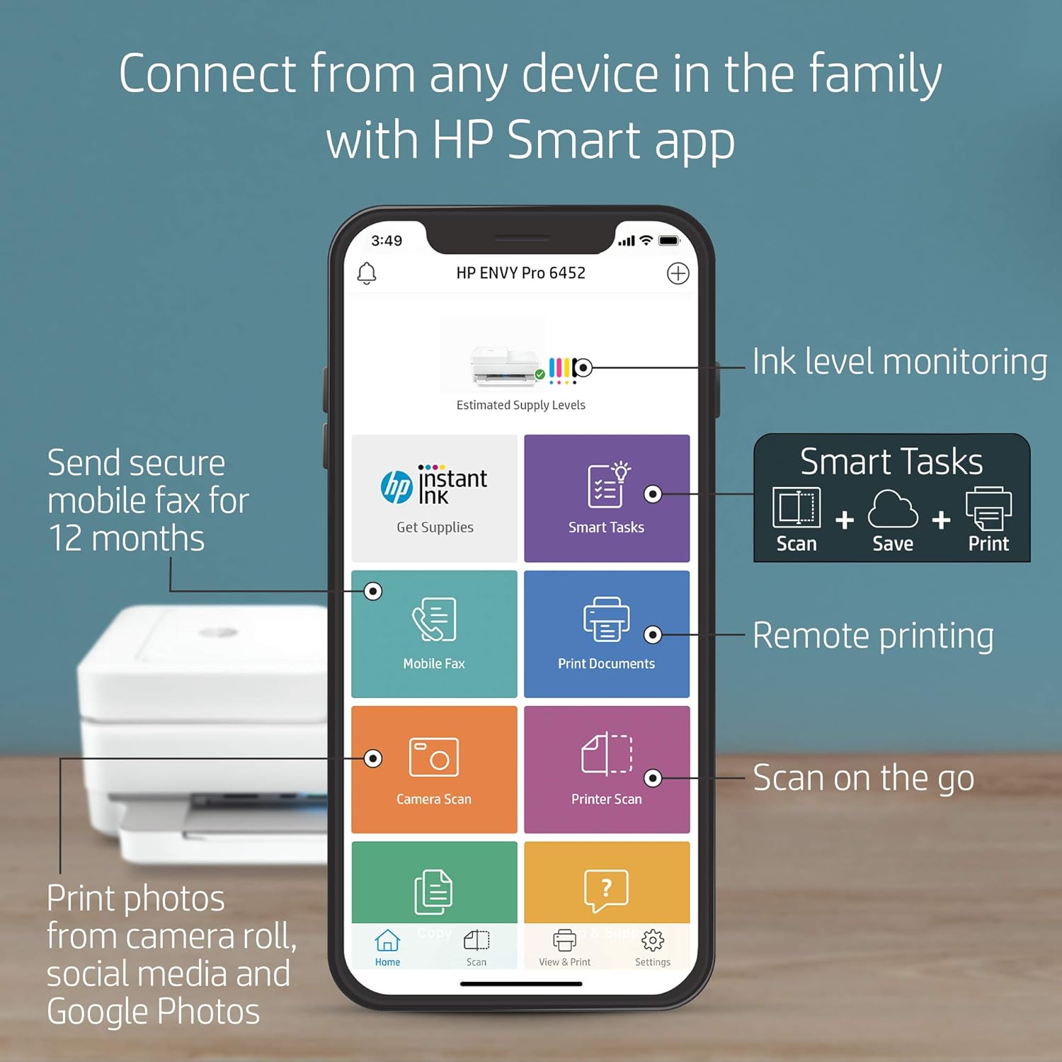 Wireless Inkjet Color Printer with Auto Document Feeder, 2-Sided Printing T4090