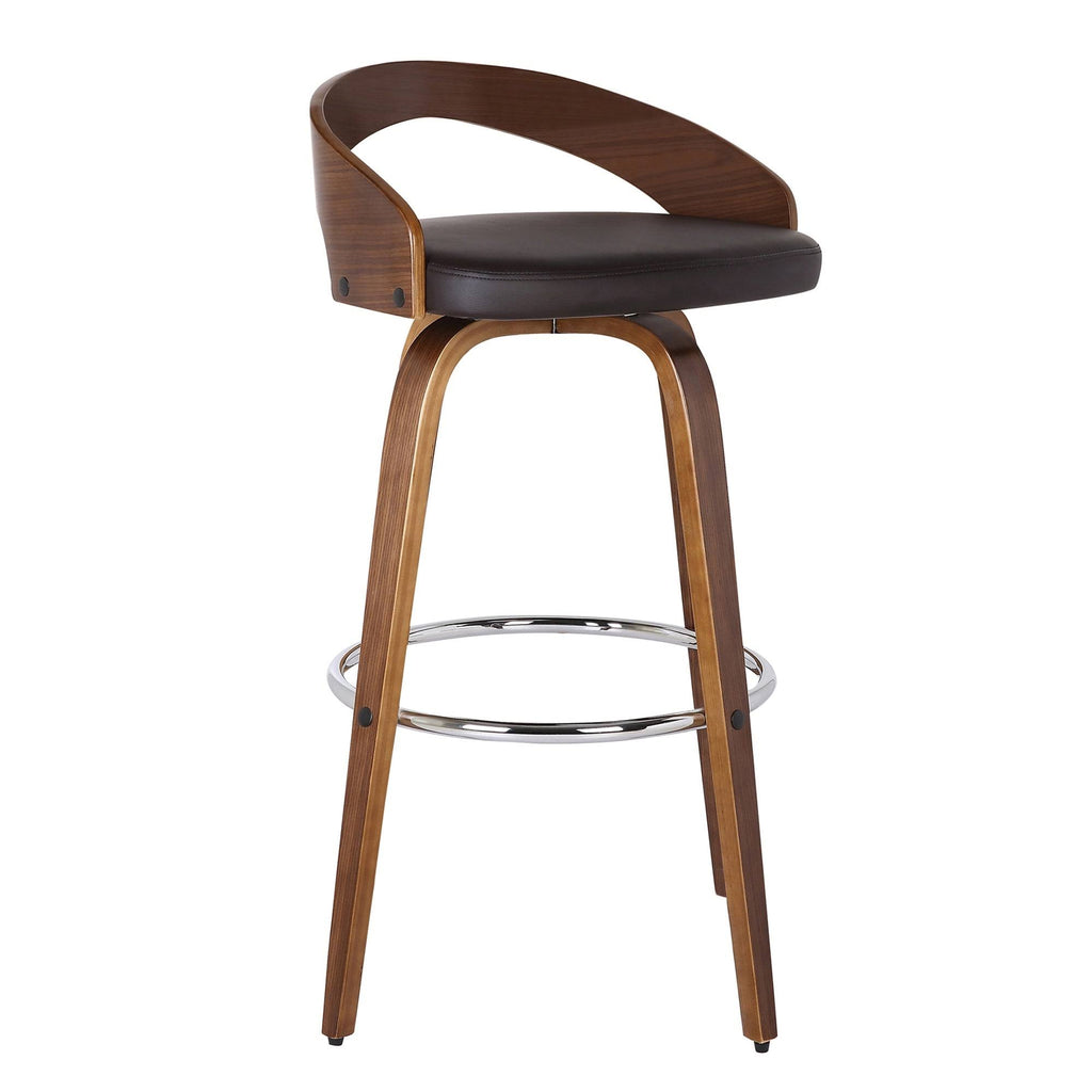 Walnut Upholstered Wood Bar Stool - Brown - Counter Height J982996