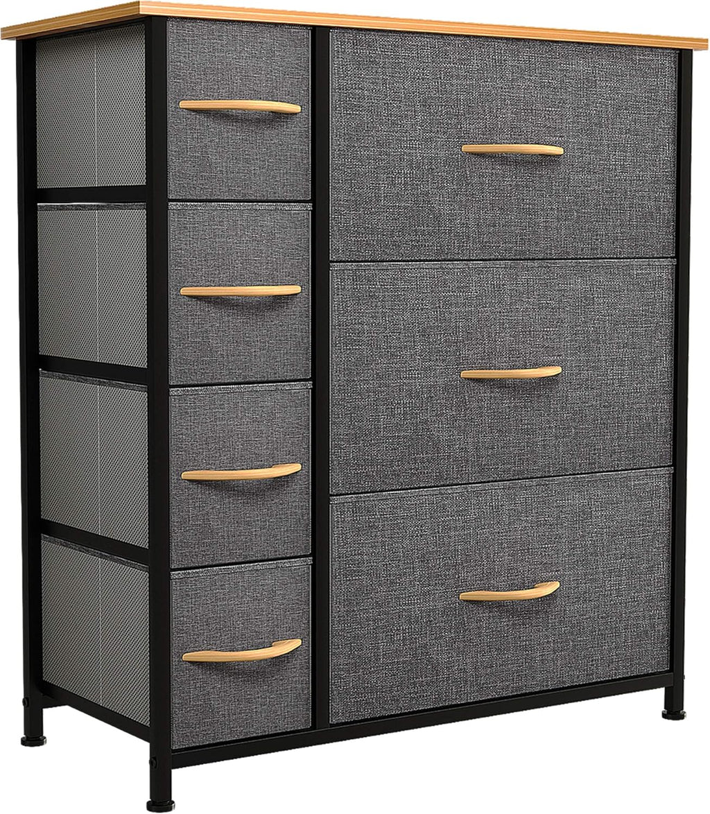 7 Drawers Fabric Dresser with Steel Frame and Wooden Top F241014