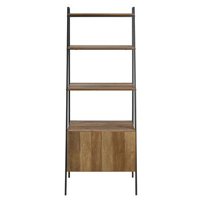 Reclaimed Wood Ladder Bookcase with Cabinet P233969