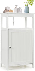 White 18 x 12 x 32 inches Bathroom Floor Cabinet with Adjustable Shelf X99012