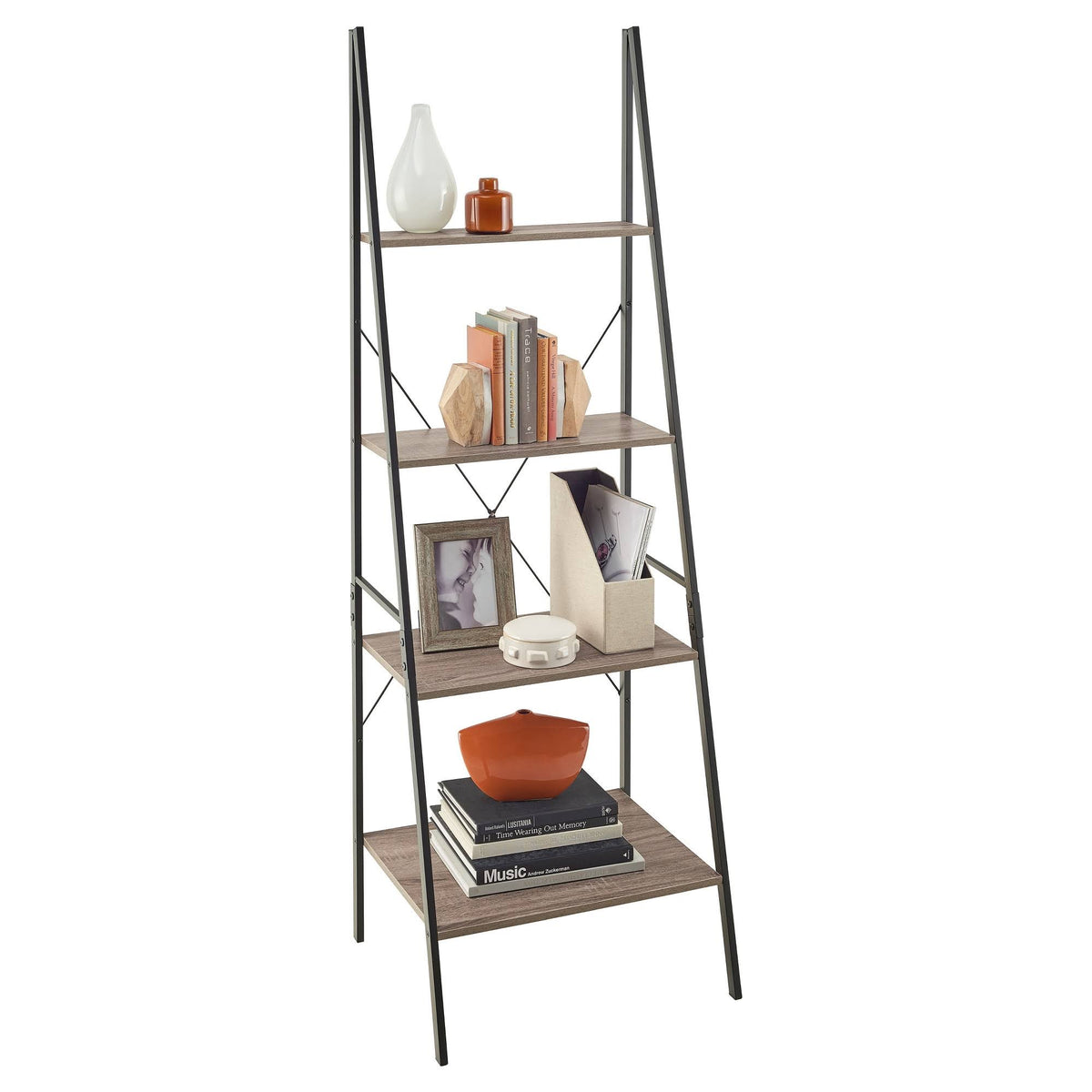 Natural Gray 4-Tier Bookcase N32180
