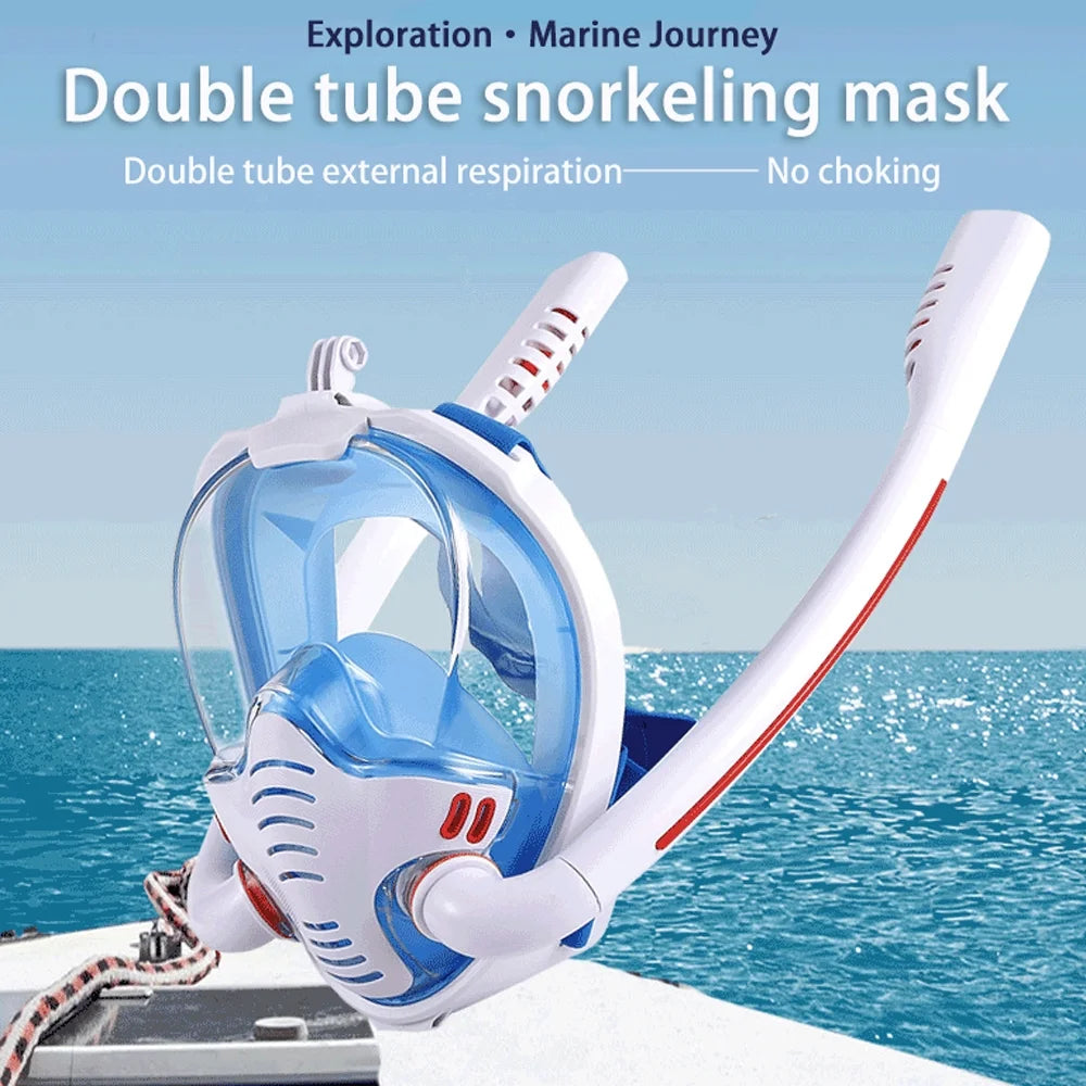 Snorkeling Self Contained Underwater Breathing Apparatus Double Tube Silicone Diving R6832