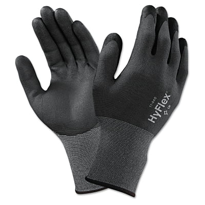 Nitrile Foam Palm Coated Gloves, Size 8, Black/Black And Gray, 12 Pair C231