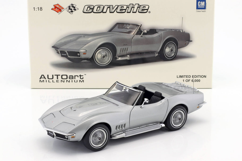 Silver 1969 Chevrolet Corvette Diecast Model Car 1:18 D15698