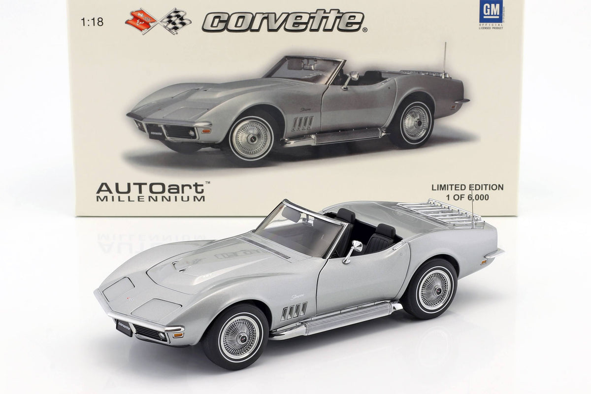 Silver 1969 Chevrolet Corvette Diecast Model Car 1:18 D15698