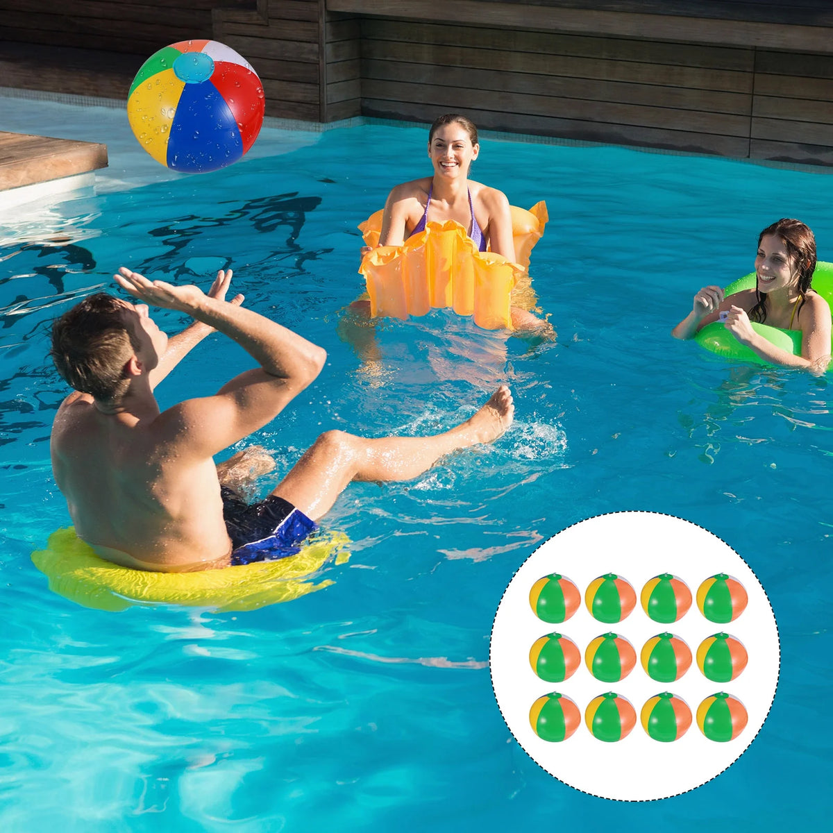 12 Pcs Inflatable Beach Balls Pool Toys W45171
