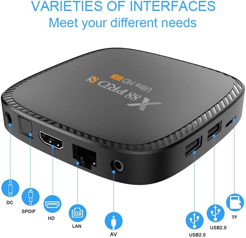 Smart TV Box with Mini Wireless Backlit Keyboard, 4G RAM 64G ROM, USB 3.0, Ultra HD 6K, HDR 10+, Dual Band WiFi, BT4.2, Android 11.0, Pack of 2 C695149
