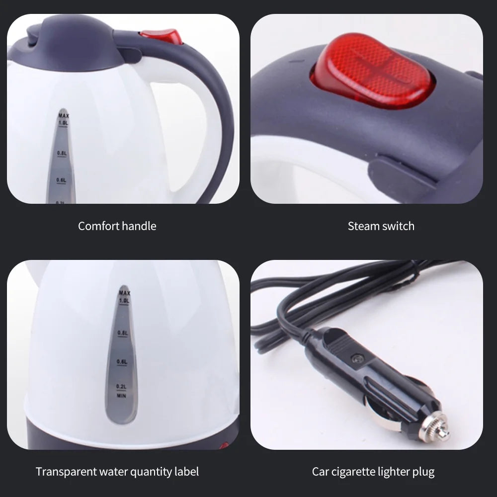 1000mL Car Electric Kettle 24V 250W Portable White Y79781