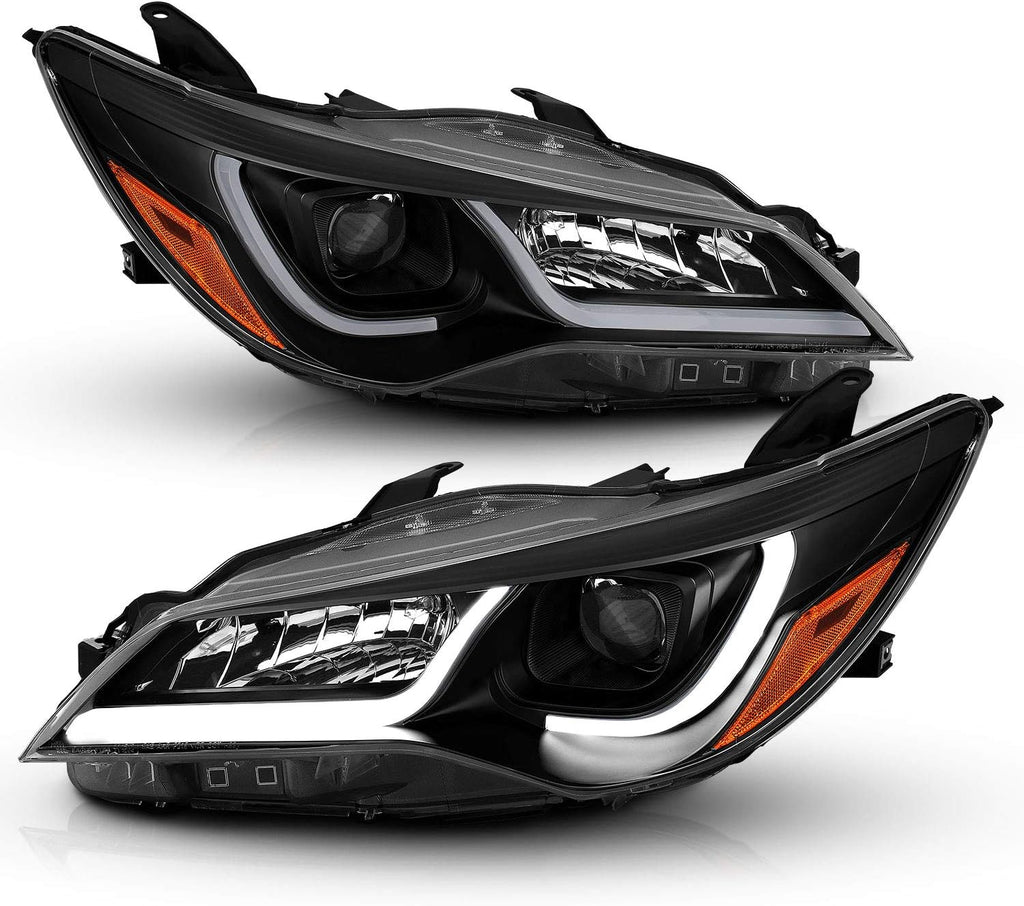 Black LED Tube Projector Headlights Assembly Pair G311304