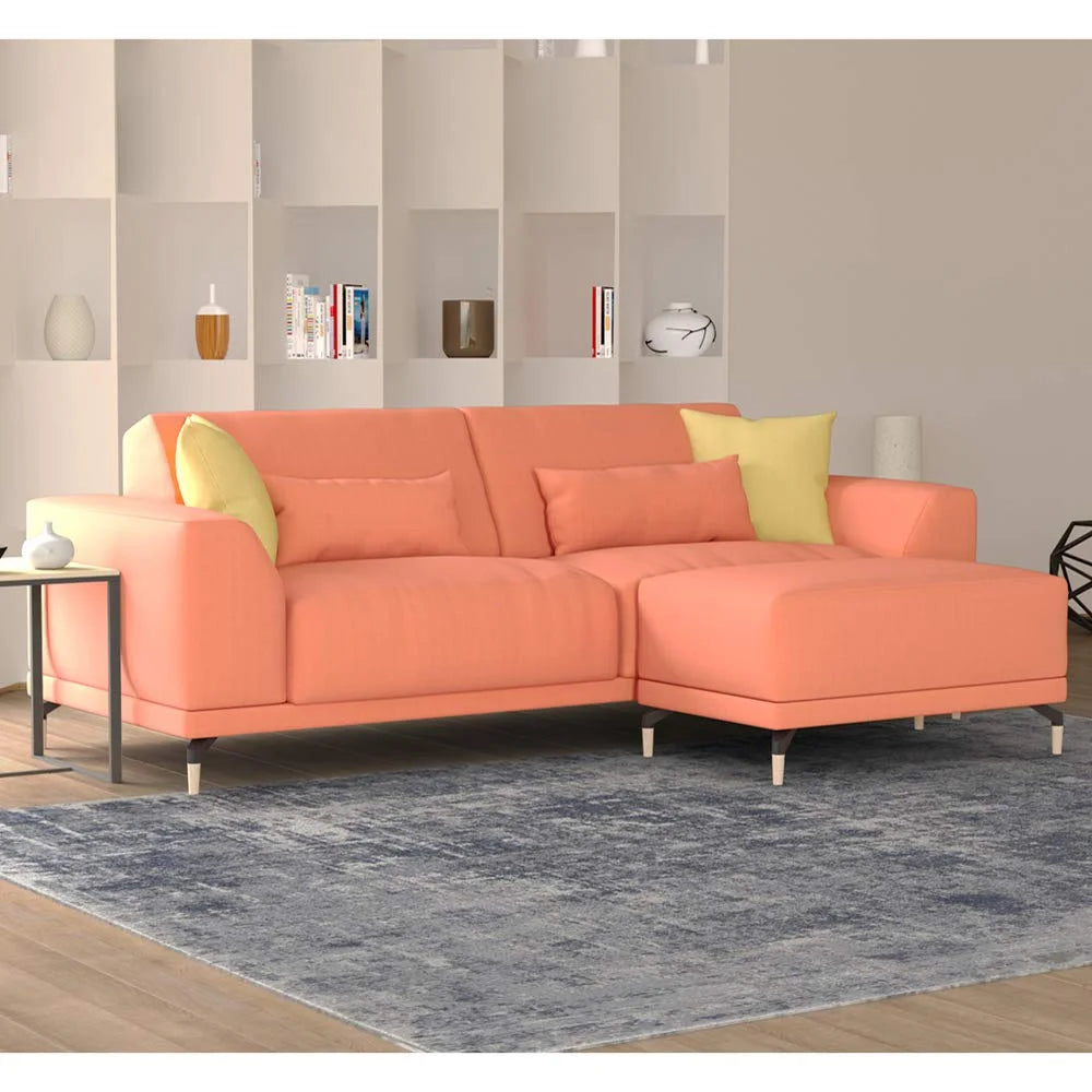 Modern Sofa with 4 Pillow Set and Pouf Ottoman V2986