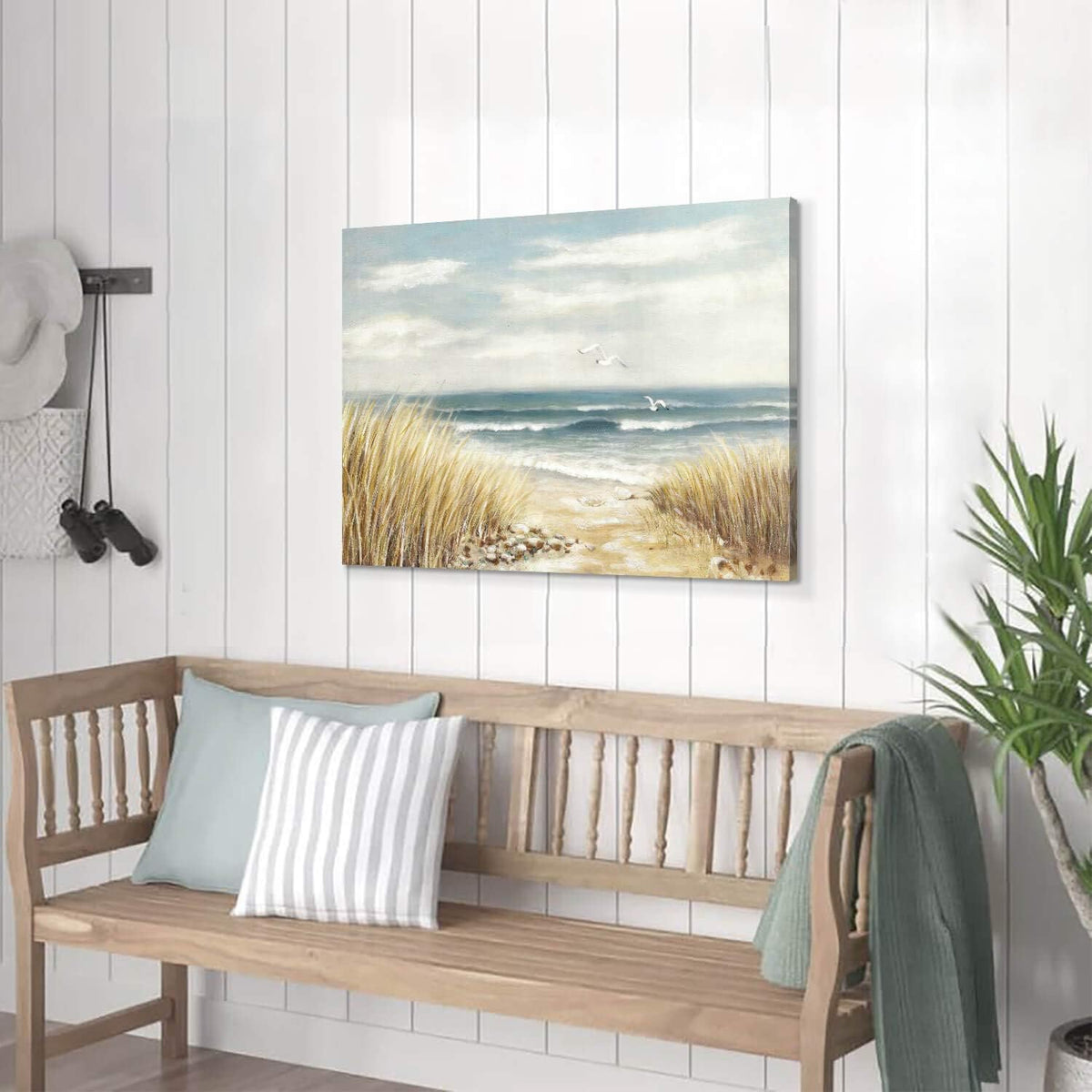 Abstract Beach Painting Wall Art Seashore Artwork Hand Painted Coastal Picture on Canvas B217974
