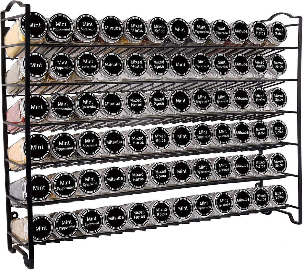 72 Empty Square Spice Jars Spice Rack Organizer with Labels and Funnel L396442