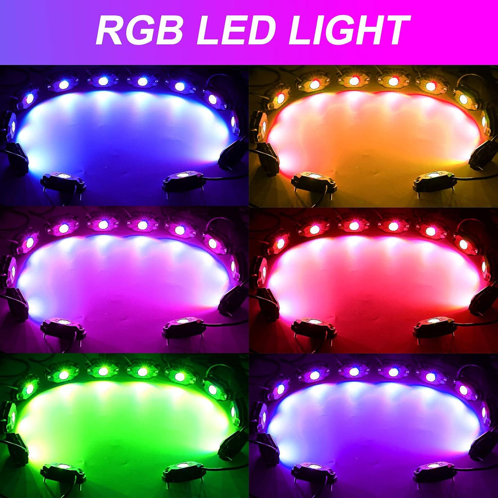 12 Pods RGBW LED Rock Lights with Remote Control Q42967