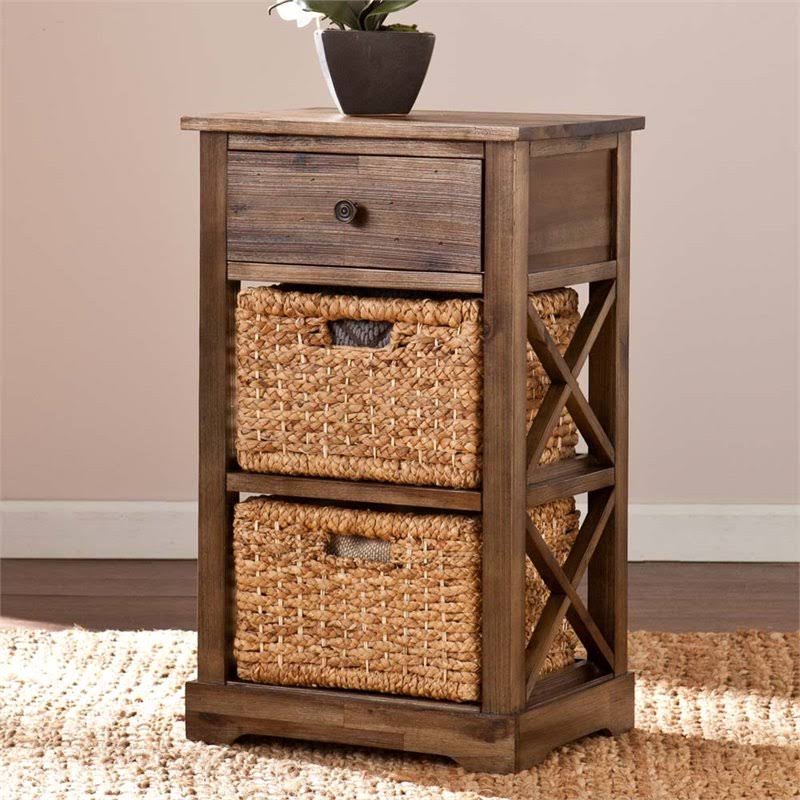 Antique Brown 2 Basket Storage Unit D671484