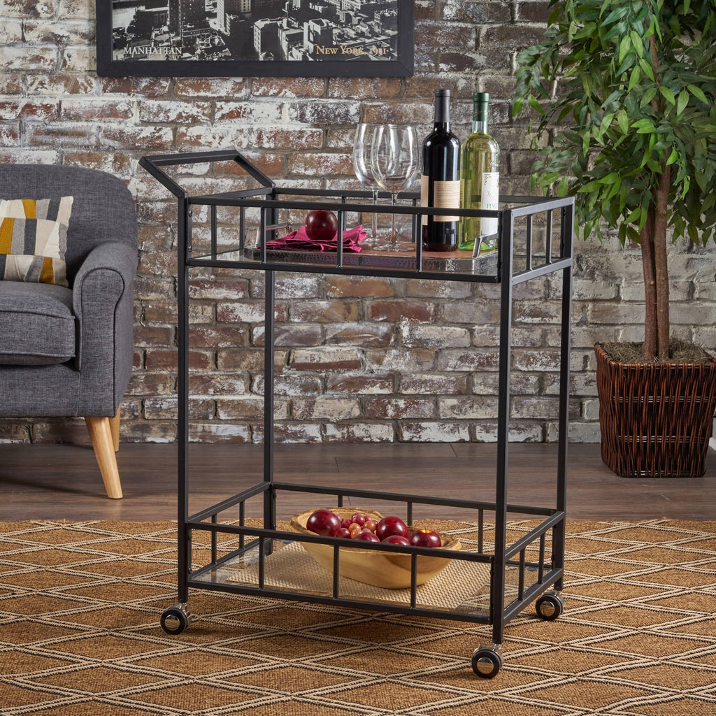 Black Glass Bar Cart T738