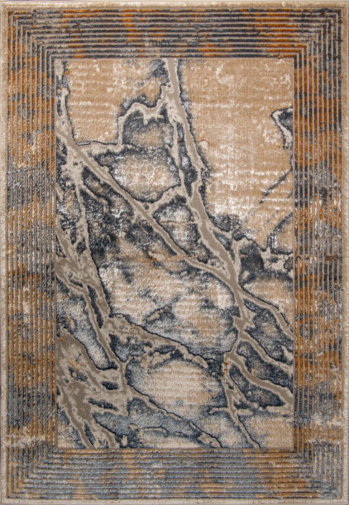 Silver Beige Grey Marble Pattern Area Rug 5x8 H441026