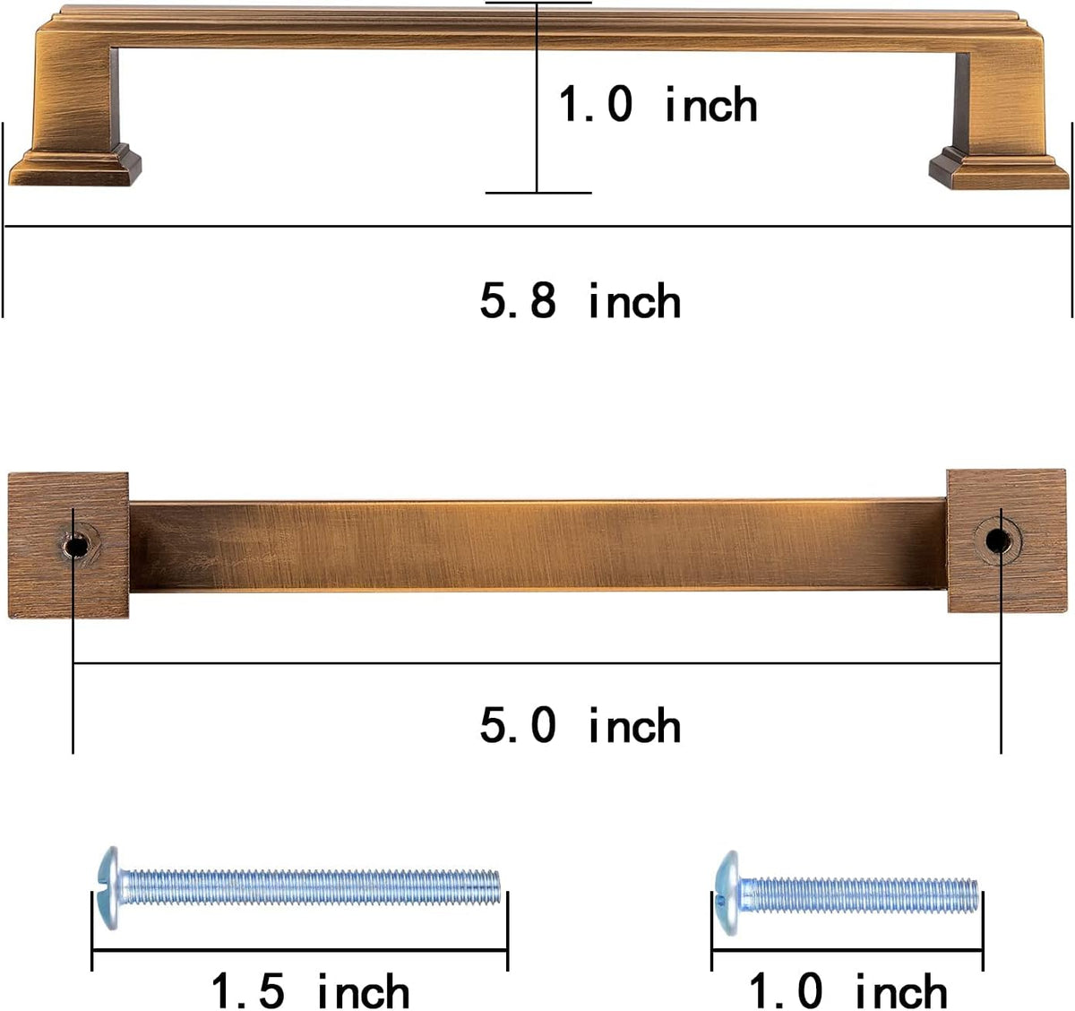 10 Pack Antique Brass Cabinet Hardware Pulls, 5 inch Hold Centers A889