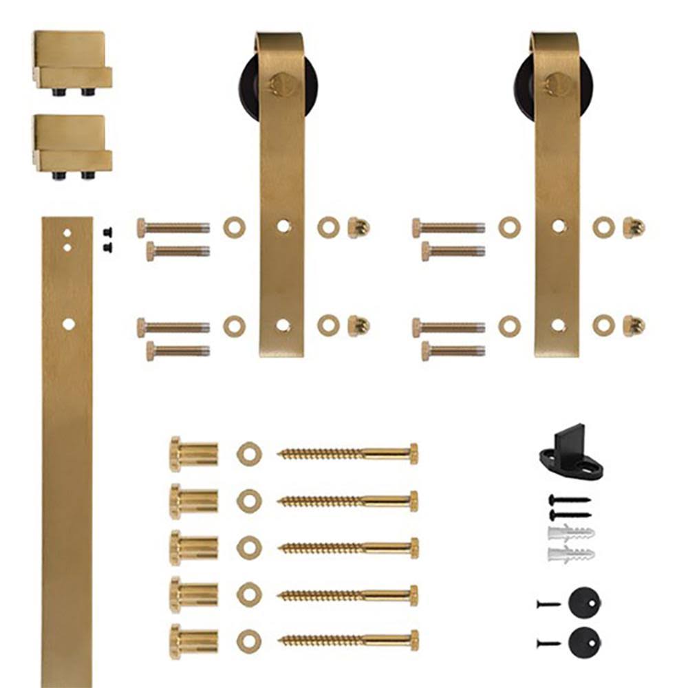 Soft-Close Satin Brass PVD Rolling Door Hardware Kit W287