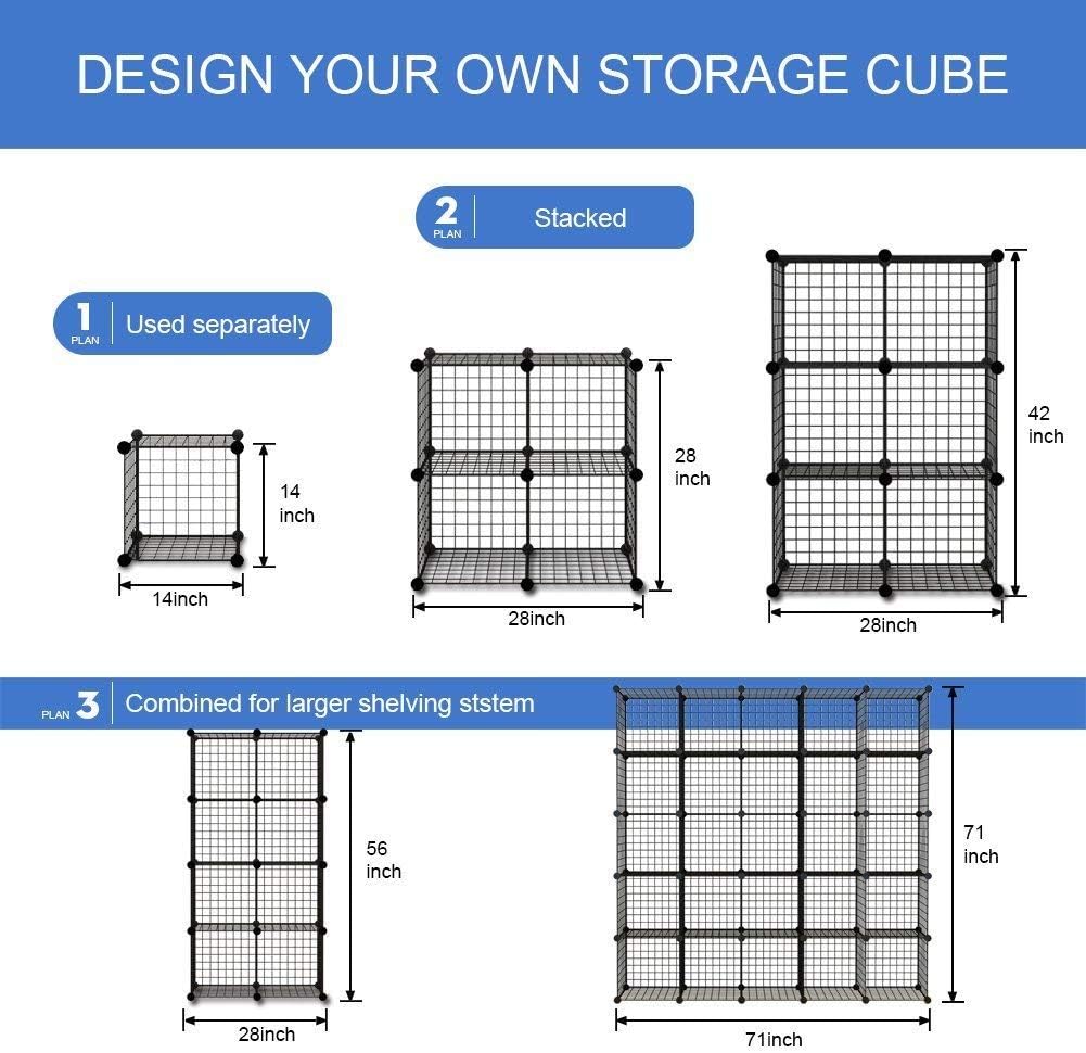 14x14 Wire Cube Storage, 25-Cube Modular Shelving Unit C877765