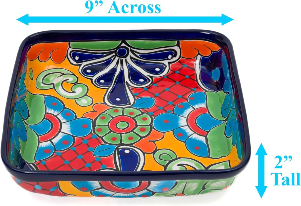 Cobalt Hand Painted Ceramic Baking Dish Casserole Dish Serving Platter Tray Floral Dish Oven Safe Microwave Safe Brownie Pan E40671