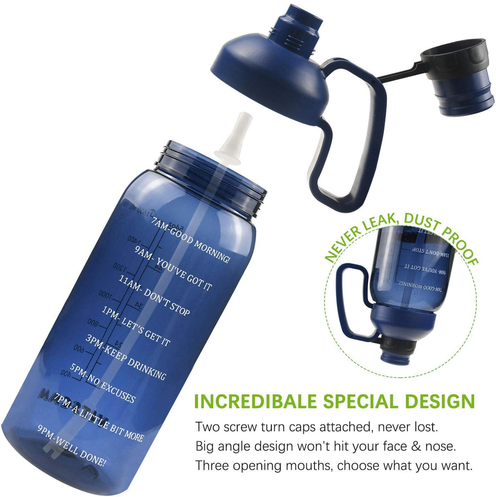 64 Oz Water Bottle With Straw and Time Marker K5942