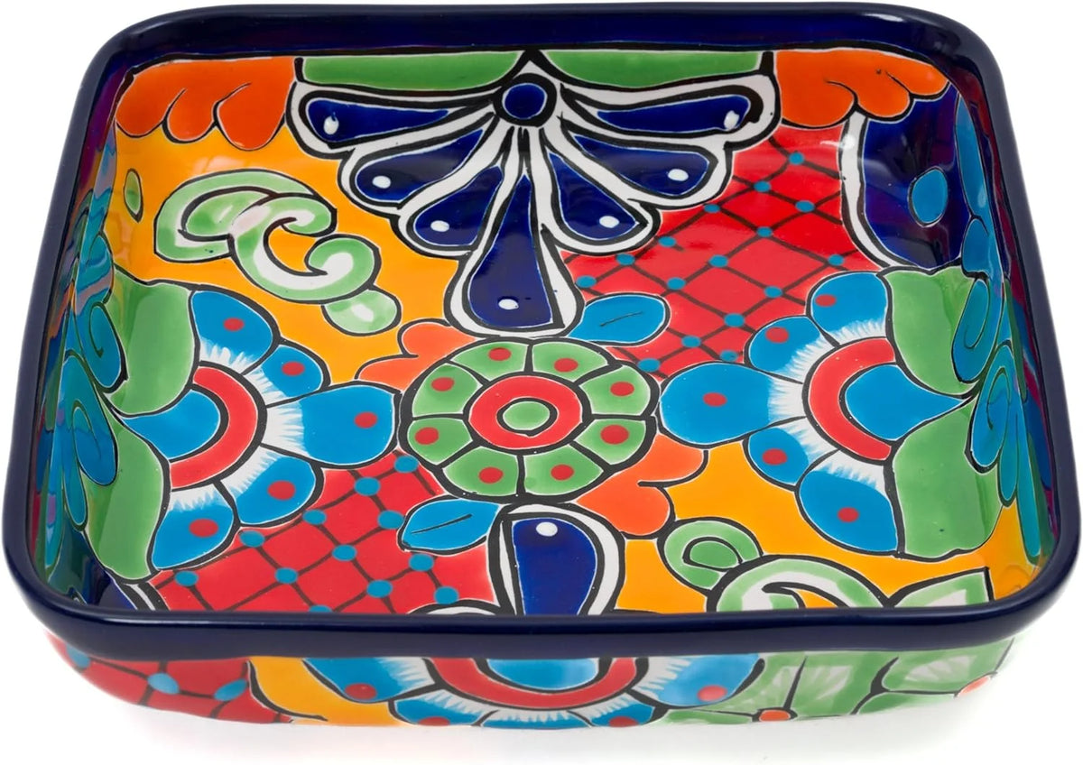 Cobalt Hand Painted Ceramic Baking Dish Casserole Dish Serving Platter Tray Floral Dish Oven Safe Microwave Safe Brownie Pan E40671