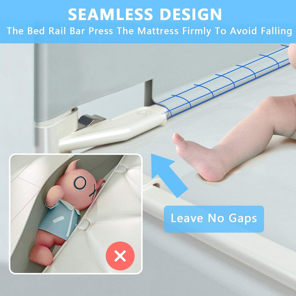 Extra Tall Vertical Lifting Bed Guardrail, Double Lock, Fits Queen Size Bed, Pack of 2 Q595776