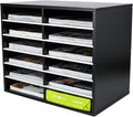 Retro Brown 12 Compartments Wood Desktop Literature Organizer W737